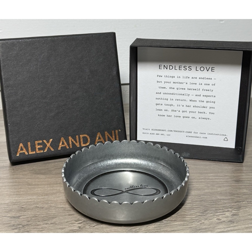 Vtg Alex & Ani Endless Love Infinity Jewelry Dish Silver Trinket Tray New In Box